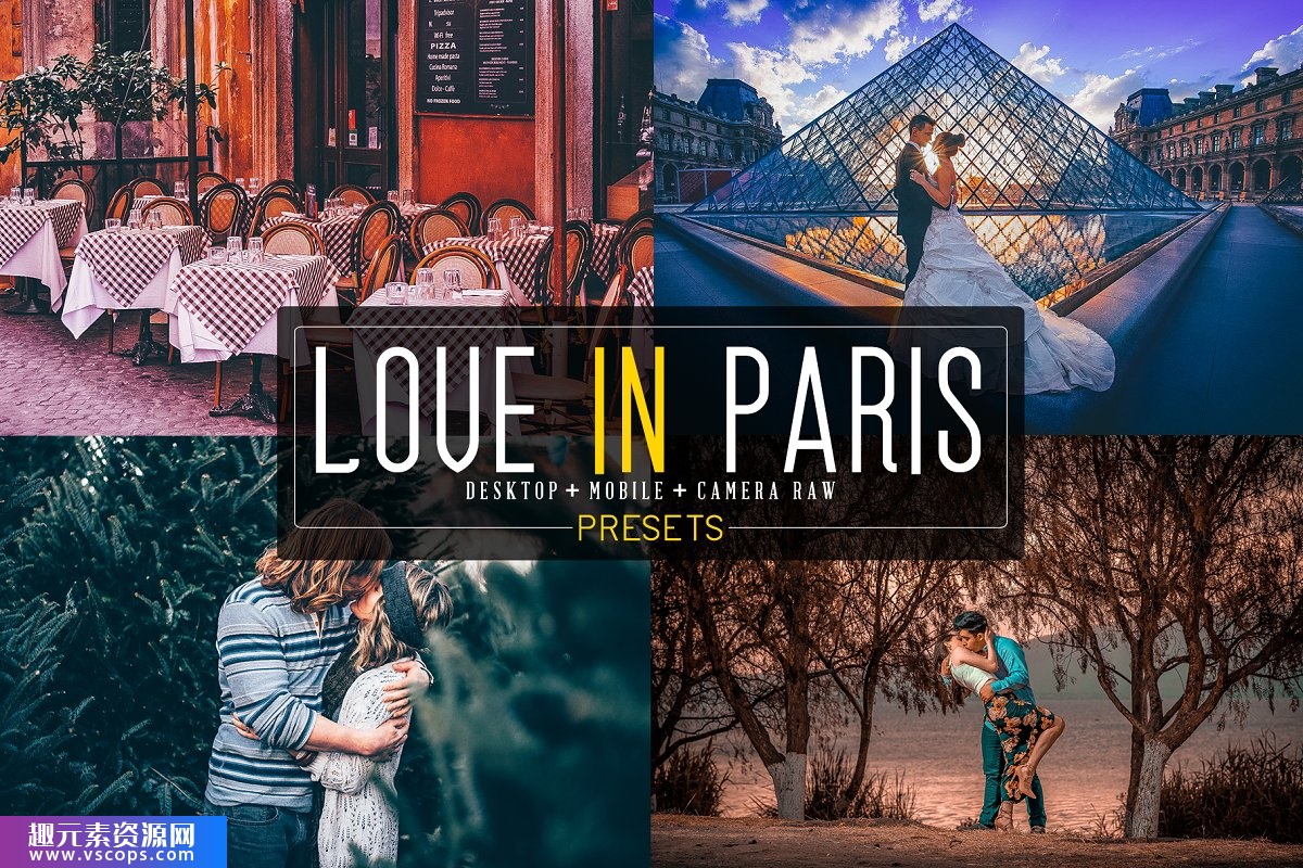 巴黎旅拍婚纱人像Lightroom预设/APP预设 20 Love In Paris Presets插图