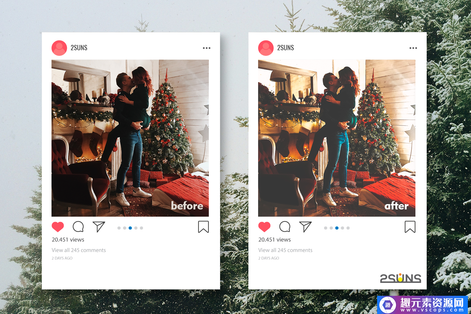 圣诞节预设，Winter Lightroom Instagram DNG PC手机LR预设插图3