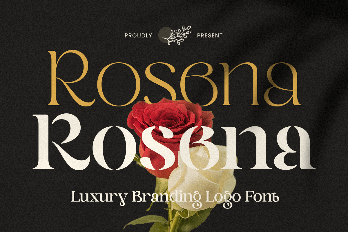 Rosena高端品牌标志模板字体 现代精致奢华风格 OTF/TTF/WOFF格式 时尚包装设计 Rosena - Premium Stencil Branding Logo Font
